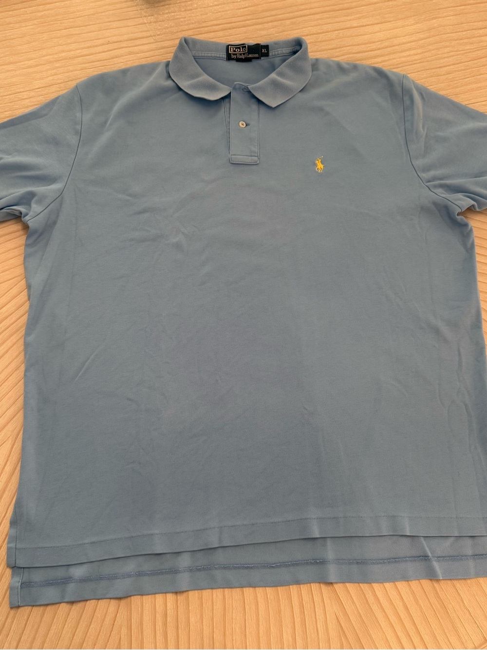 Polo by Ralph Lauren Men's Light Blue Polo with Yellow Logo